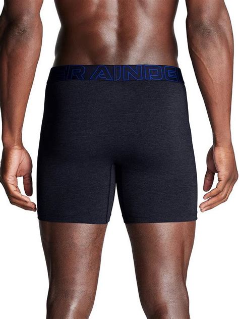 Under Armour 3 Pack Of Mens 6 Inch Performance Cotton Solid Boxers Bluegreynavy Uk