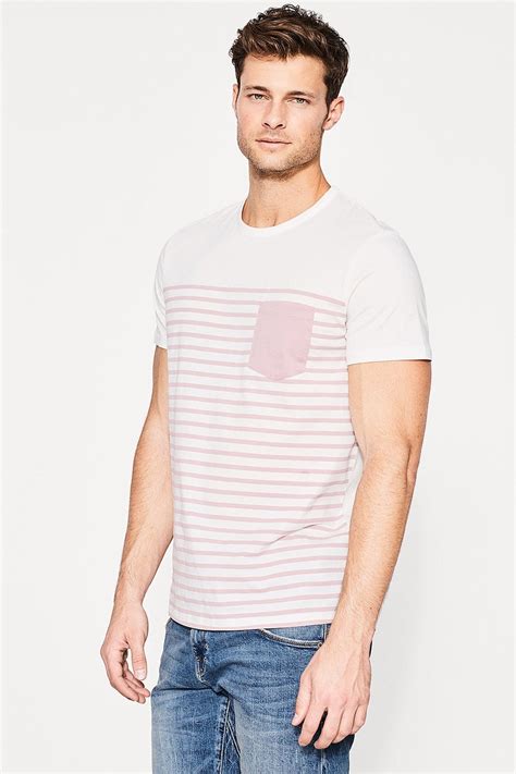 Tshirt Homme Blanc Nude Rayures Esprit Mode Tendance