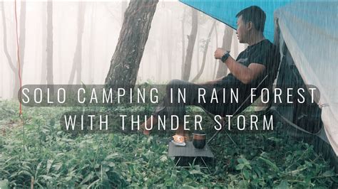 SOLO CAMPING IN HEAVY RAINSTORM SLEEPING RELAX WITH FOREST RAIN