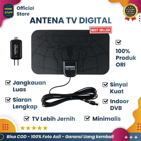 Antena TV Digital Indoor DVB With Signal Booster Jangkauan Luas Sinyal