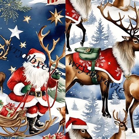 Vintage Toile Digital Christmas Junk Journal Kit Ephemera Pack Junk