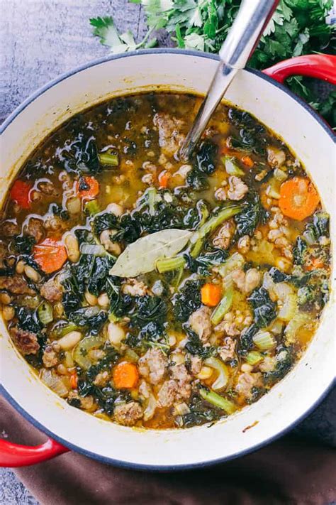 Italian Sausage Soup With Kale And Beans Hearty Healthy Soup Recipe