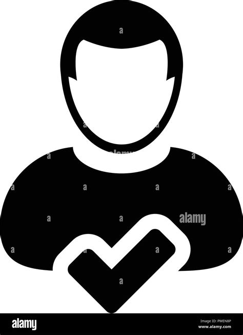 Tick User Icon Vector Male Person Profile Avatar Symbol In Flat Color