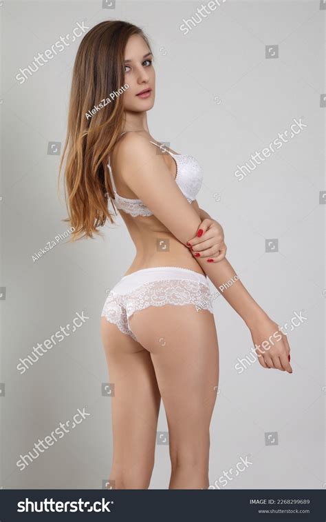 Sexy Woman White Lingerie Slim Figure Stock Photo Shutterstock