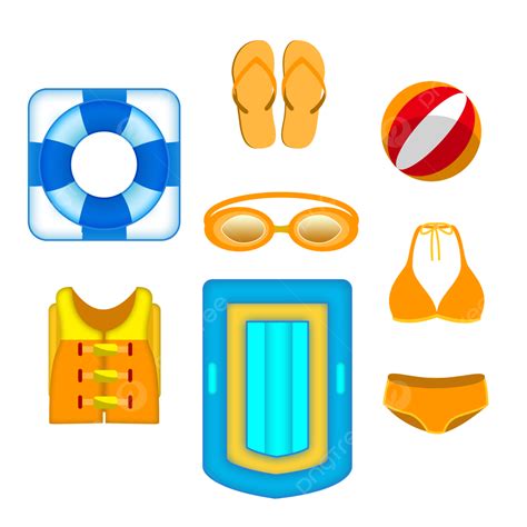 Summer Activities Clipart Vector Summer Beach Activity Equipment Set