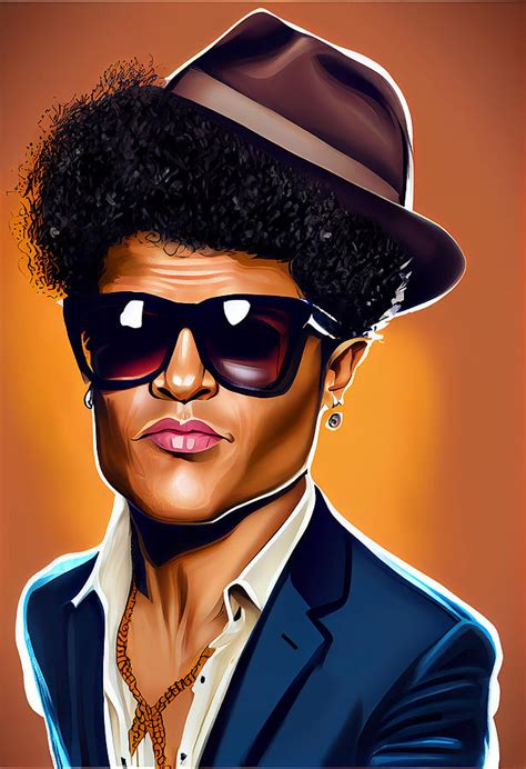 Bruno Mars Caricature Mixed Media by Stephen Smith Galleries - Pixels