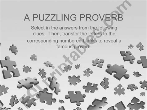 Esl English Powerpoints A Puzzling Proverb