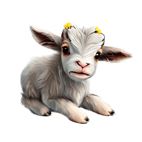 Adorable Cute Happy Baby Scottish Highland Goat · Creative Fabrica