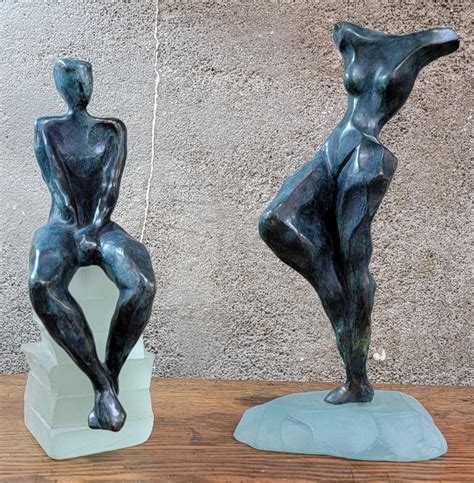 Bronze Cubism Sculpture Of Nude Figures By Dominique Dardek Janakos