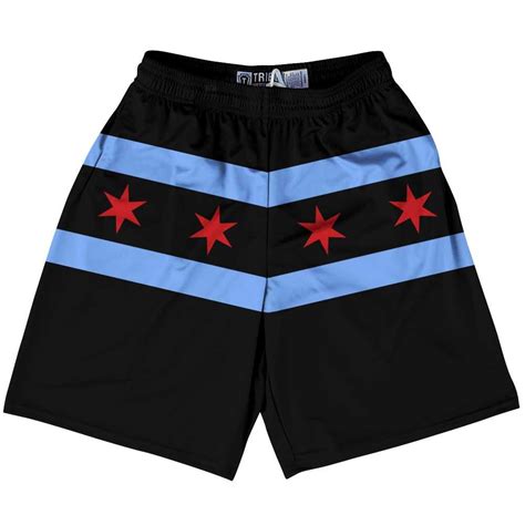 Chicago Flag Black Sublimated Lacrosse Shorts Made In Usa Black