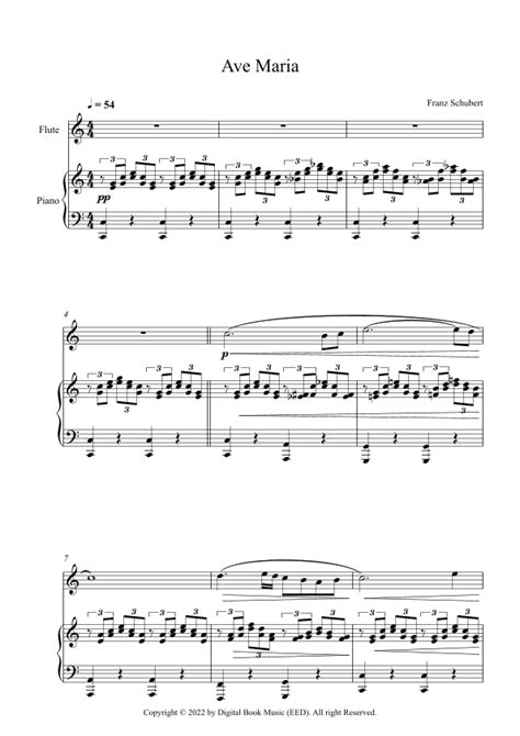 Ave Maria Franz Schubert Flute Piano Arr Digital Book Music