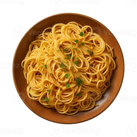 AI Generated A Plate Of Spaghetti Top View On A Transparent Background