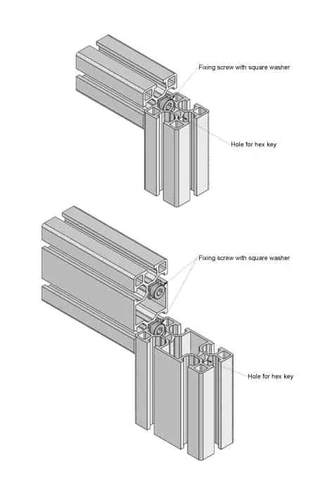 T Slot Extruded Aluminium Profile Joints Standard Connection Gap