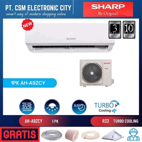 Jual AC SHARP 1 PK AH A9ZCYN R32 FREE INSTALASI MATERIAL GARANSI