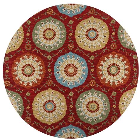 Home Decorators Collection Paradise Red 8 Ft X 8 Ft Round Area Rug