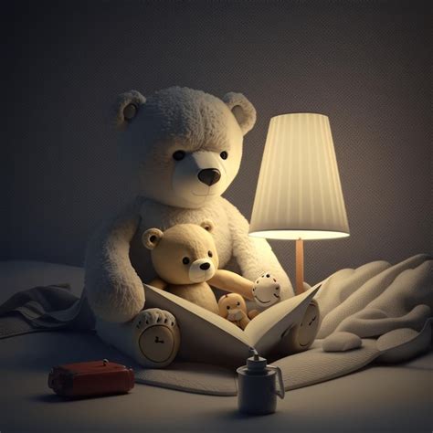 Premium Ai Image A Teddy Bear Is Reading A Book With A Clock On It