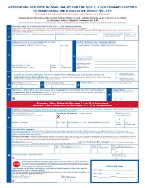 Fillable Online Application For Vote By Mail Ballot Fax Email Print