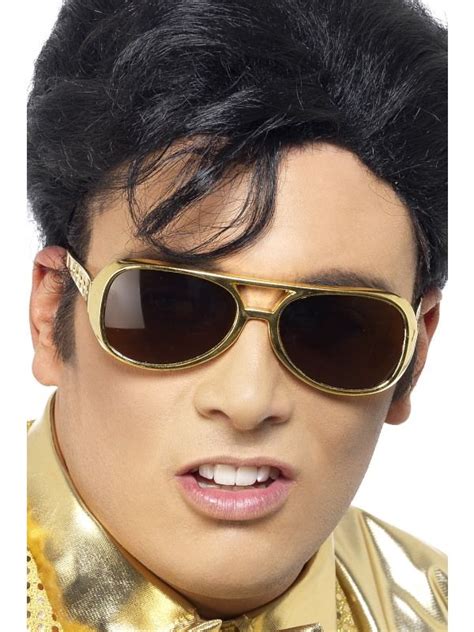 Mens Gold Elvis Shades Fancy Dress Costume Accessories 29157