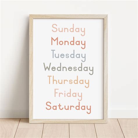 Calm Weekdays Poster Week Days Poster Classroom Decor Etsy