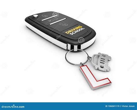 3d Illustration Of Car Key With Car And Learner Driver Sign Stock