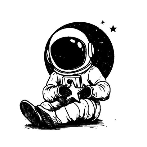 Free Sitting Astronaut Holding A Star Clipart Svg K Laser Cutter