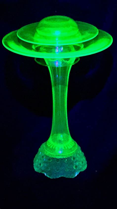 This Is An Original Looking Glass Lamp Crafted From Vintage Uranium Glass And Lit Internally