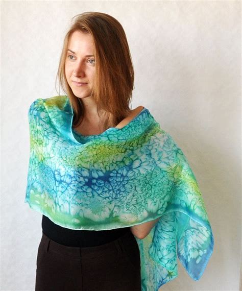 Hand Painted Silk Scarf Hand Dyed Silk Shawl By KatarzynaKaMaART Etsy