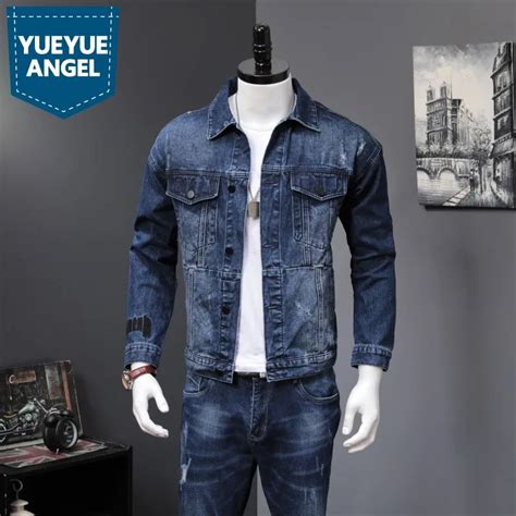 Denim 2 Piece Sets Men 2019 New Autumn Fashion Korean Slim Fit Denim