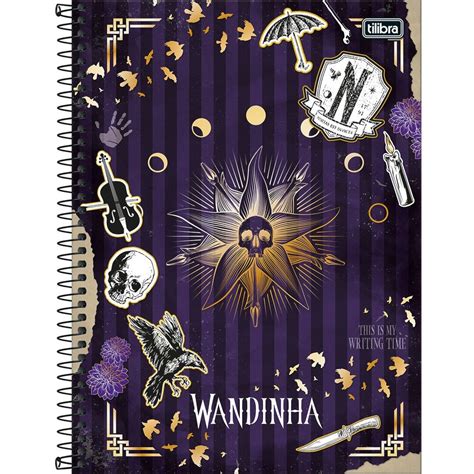 Caderno Espiral Univ Cd Fls Roxo Listras Wandinha Tilibra Welban