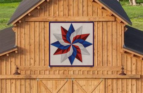 Barn Quilt Sign Patriotic Dahlia Pinwheel Square Metal Sign With Uv