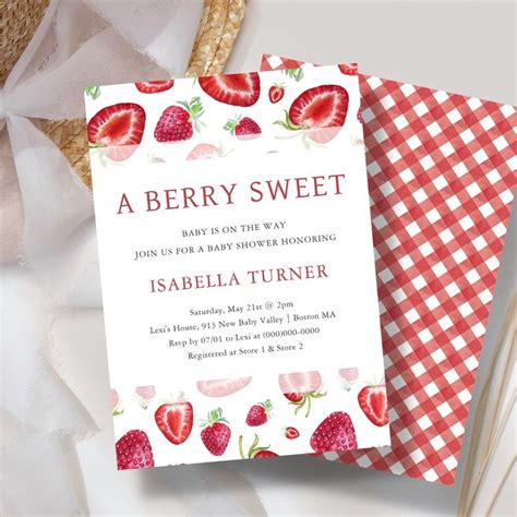 Berry Sweet Strawberry Baby Shower Invitation Zazzle In Sweet