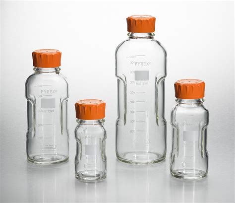 Pyrex® Media Bottles Wide Mouth Graduated With Plug Seal Screw Cap Corning Glass Bottles