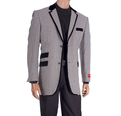 Inserch Mens Velvet Trim Houndstooth Blazer 504a Houndstooth Blazer Blazer Velvet Trim