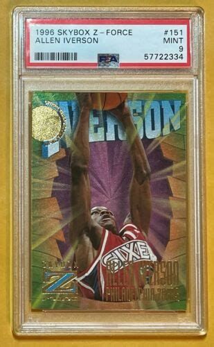 1996 SKYBOX Z FORCE ALLEN IVERSON ROOKIE 151 SIXERS HOF PSA MINT 9