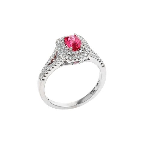 14K White Gold Cushion Spinel And Diamond Halo Ring Josephs Jewelers