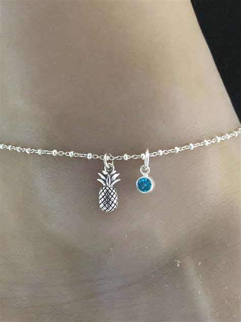 Pineapple Anklet Sterling Silver Beaded Ankle Bracelet Good Etsy