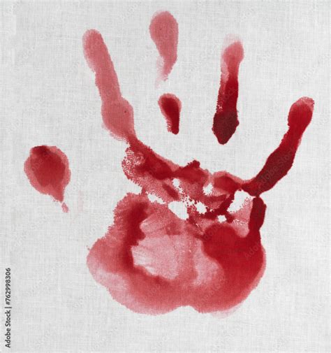 Bloody Handprint On A White Background Bloody Mark On Clothes Wound