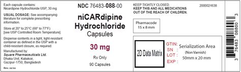 Nicardipine Hydrochloride Capsules 20 Mg And 30 Mgrx Only