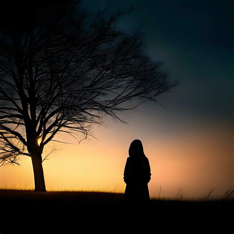 Silhouette Of A Lonely Woman Stands Alone 30761429 Stock Photo At Vecteezy