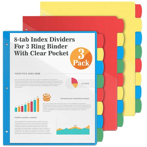buy jyusmile  tab index dividers  front pocket plastic dividers