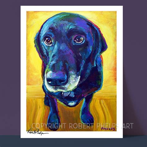 Black Labrador Retriever Art Print Black Lab Painting Dog Wall Art