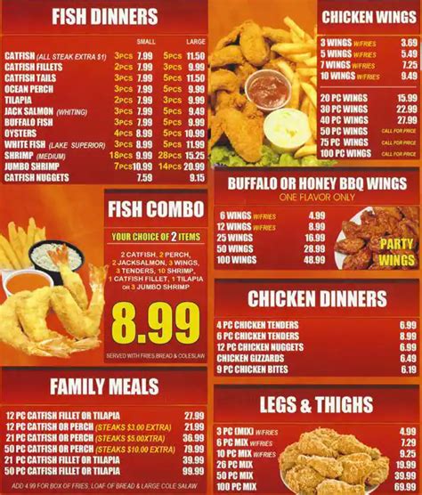 Menu at J & J Fish & Chicken restaurant, Chicago, S Holland Rd