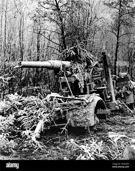 Wrecked German Mm Anti Aircraft Anti Tank Gun In Belgium January