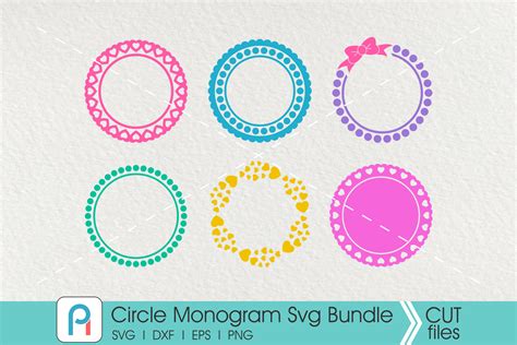 Circle Monogram Frame Svg, Circle Frame Svg, Monogram Svg By Pinoyart | TheHungryJPEG