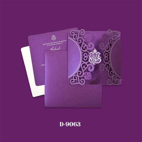 Purple Color Door Open Style Laser Cut Theme Hindu Wedding Invitation