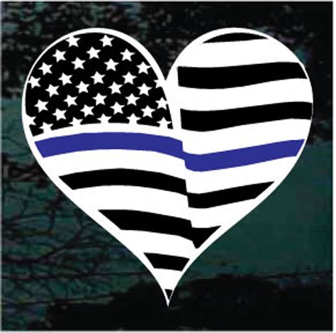 Thin Blue Line American Flag Heart Car Decals And Stickers Decal Junky