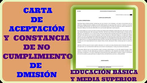 Carta De Aceptaci N Y Constancia De No Cumplimiento Youtube