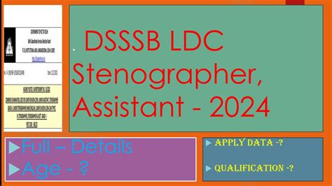 Dsssb Ldc Stenographer Assistant Recruitment Dsssb Vacancy