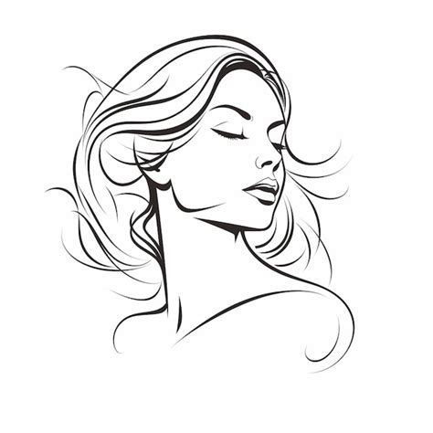 Premium Photo A Drawing Of A Woman With Her Eyes Closed And Her Hair Blowing In The Wind