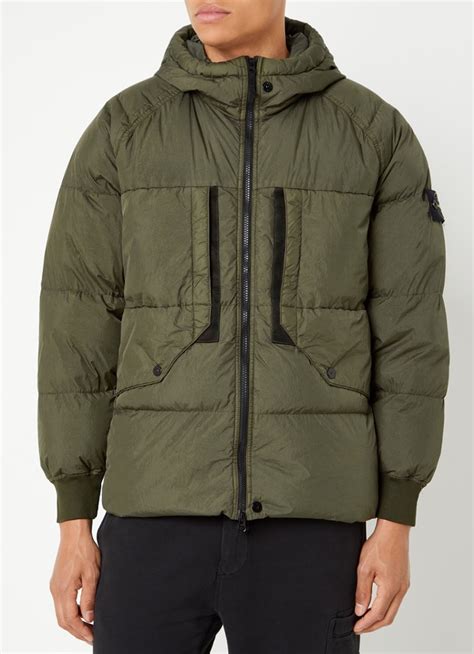 Stone Island 40723 Puffer Jack Met Logo En Donsvulling • Mosgroen